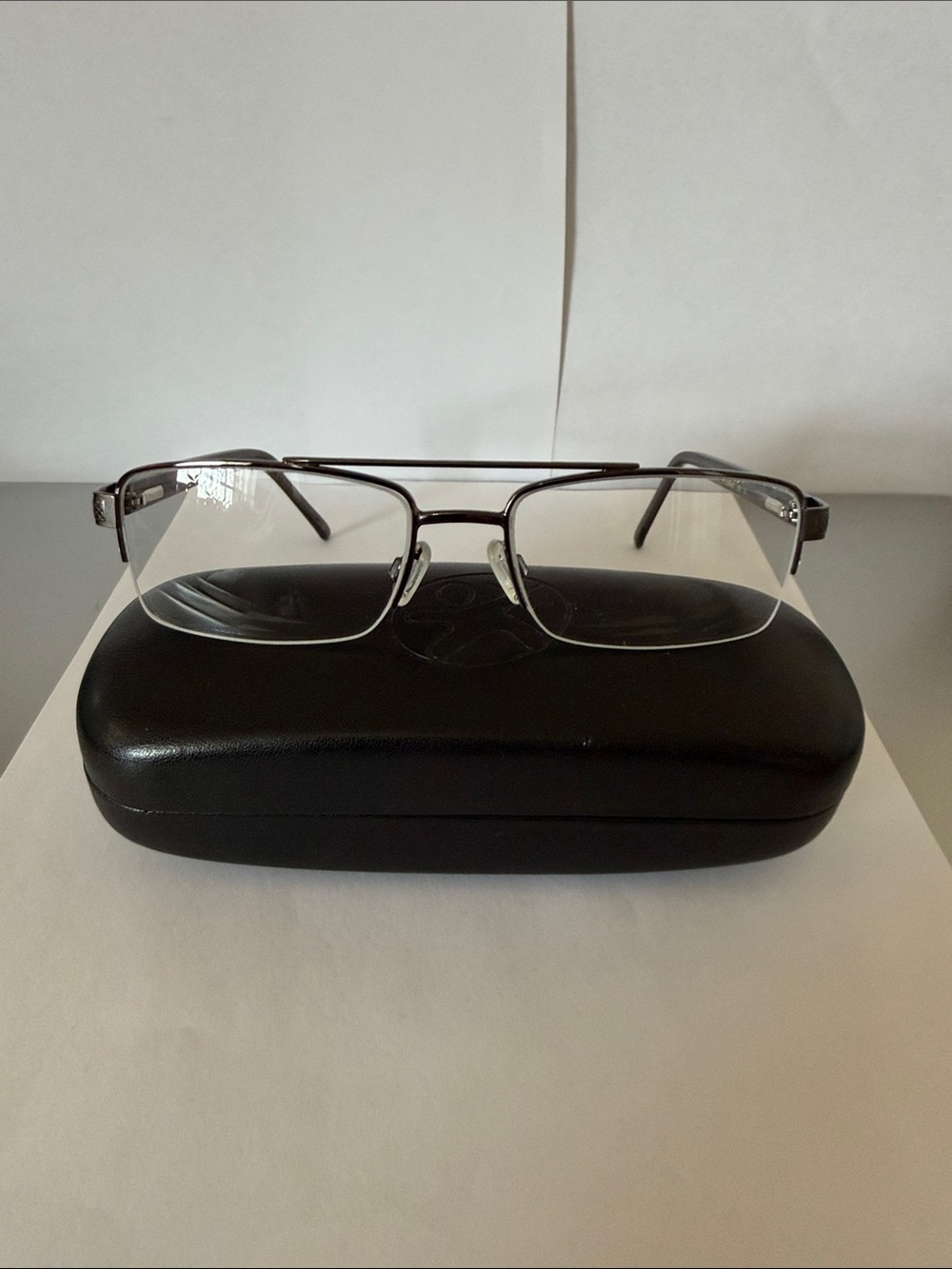 STETSON 277 Men’s Gray Plastic Semi-Rimless Eyeglasses Frame with Case(used)